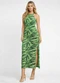 Infinita Cor - Vestido Longo Estampado sem Manga Preto - variação: Verde
