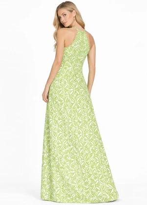 Infinita Cor - Vestido Longo Estampado sem Manga Verde - INFINITA COR