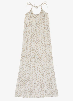 Select - Vestido Longo Estampado Viscolinho Branco - SELECT