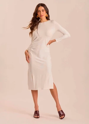 Doce Trama - Vestido Longo Ethnic Blur em Moletinho Branco - DOCE TRAMA