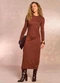 Doce Trama - Vestido Longo Ethnic Blur em Moletinho Marrom - variação: Marrom
