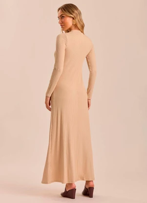 Doce Trama - Vestido Longo Ethnic Blur em Ribana Bege - DOCE TRAMA