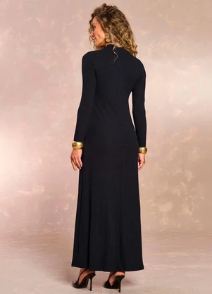 Doce Trama - Vestido Longo Ethnic Blur em Ribana Preto - DOCE TRAMA