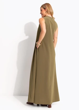 Quintess - Vestido Verde Oliva em Poliéster com Elastano - QUINTESS