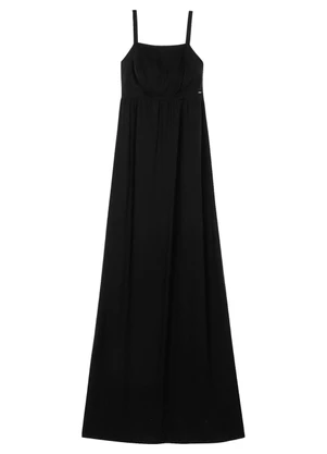Marialícia - Vestido Longo Feminino Alças Ajustáveis Preto - MARIALÍCIA