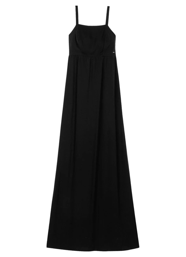 Marialícia - Vestido Longo Feminino Alças Ajustáveis Preto 2