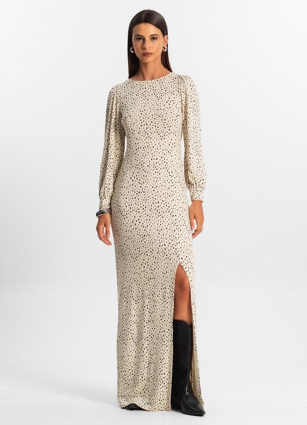 Rovitex - Vestido Longo Feminino Bege