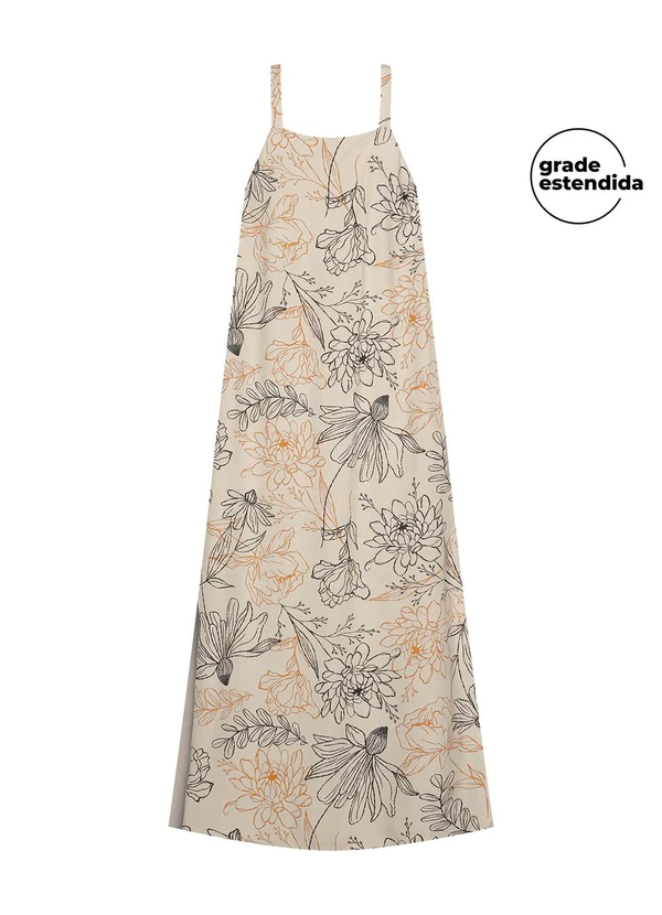 Marialícia - Vestido Longo Feminino com Fenda Bege