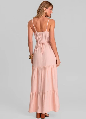 Dianna - Vestido Longo Feminino de Alça em Viscose Salmão - DIANNA