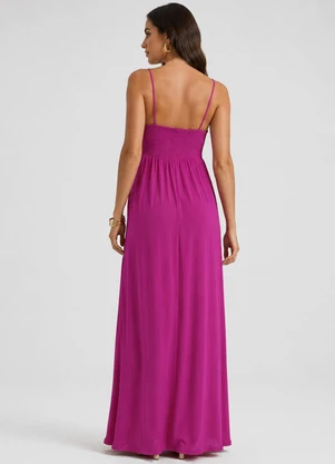 Rovitex - Vestido Longo Feminino de Alça em Viscose Rosa - ROVITEX