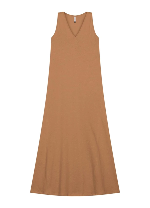 Marialícia - Vestido Longo Feminino Decote V Marrom