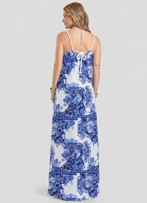 Dianna - Vestido Longo Feminino em Tecido Estampado Azul - DIANNA