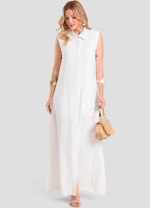 Dianna - Vestido Longo Feminino em Tecido Linho Bege - DIANNA