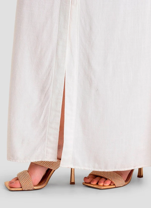 Dianna - Vestido Longo Feminino em Tecido Linho Bege 4