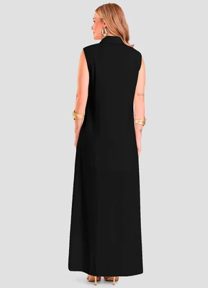 Dianna - Vestido Longo Feminino em Tecido Linho Preto - DIANNA