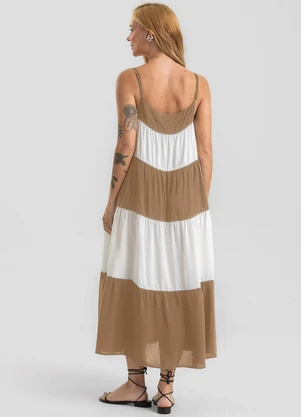 Dianna - Vestido Longo Feminino em Viscose Khyara Marrom - DIANNA