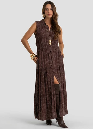 Dianna - Vestido Longo Feminino em Viscose Marrom - DIANNA
