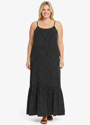 Select - Vestido Longo Feminino Estampado Preto - SELECT