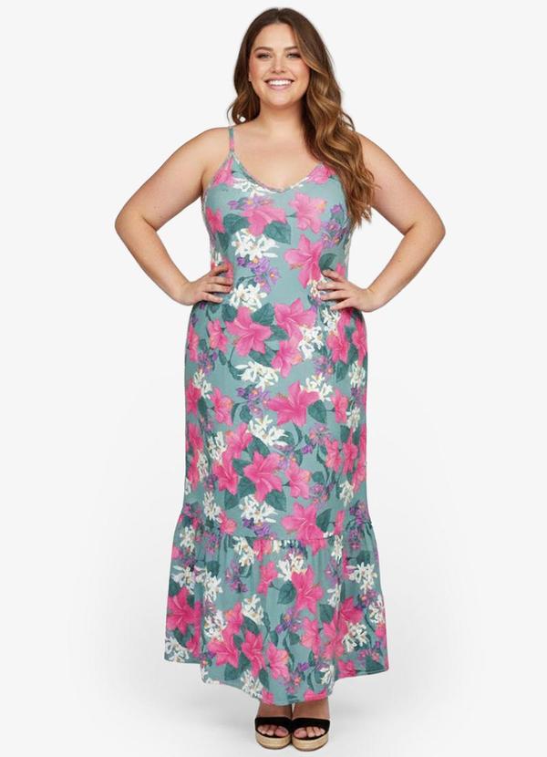 Select - Vestido Longo Feminino Estampado Verde