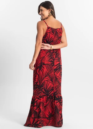 Select - Vestido Longo Feminino Estampado Vermelho - SELECT