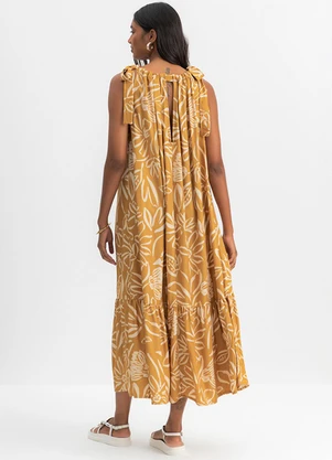 Essendi - Vestido Longo Feminino Floral Amarelo - ESSENDI