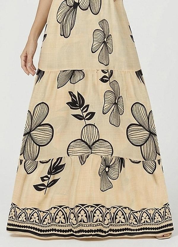 Select - Vestido Longo Feminino Lastex Estampado Preto 3