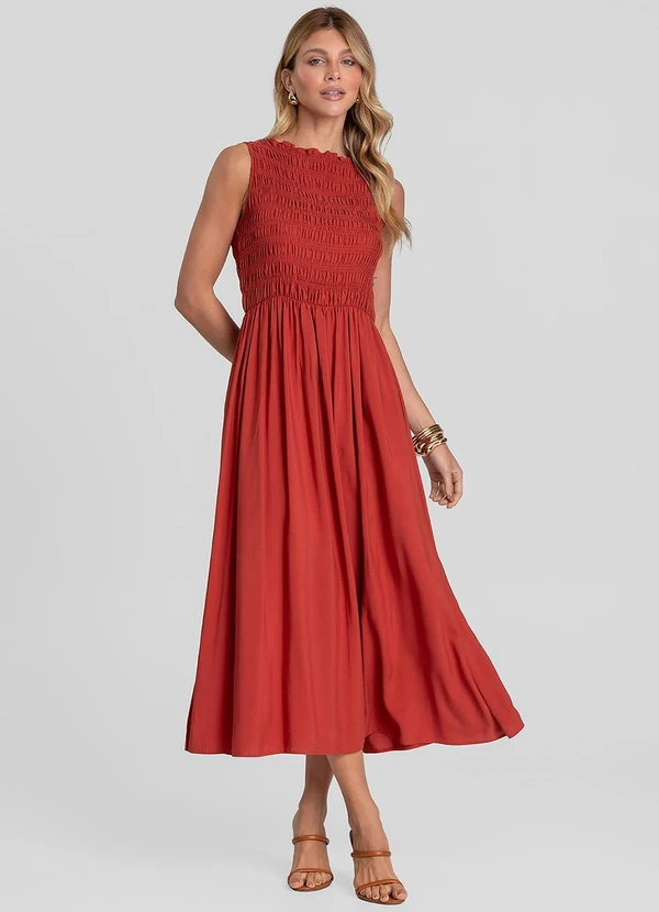 Dianna - Vestido Longo Feminino Lastex Laranja