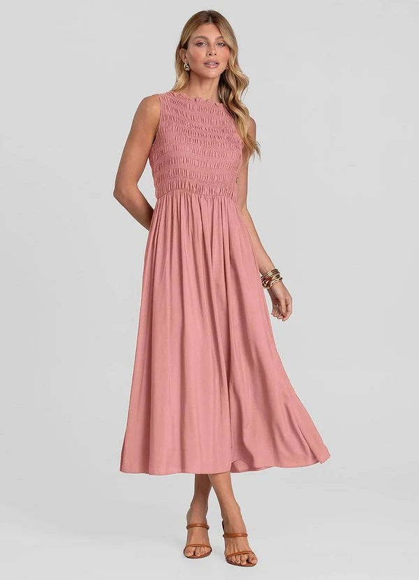 Dianna - Vestido Longo Feminino Lastex Rosa