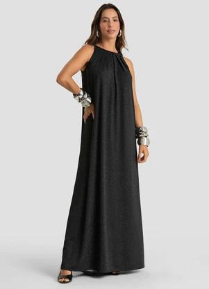 Dianna - Vestido Longo Feminino Malha Star Shine Preto - DIANNA