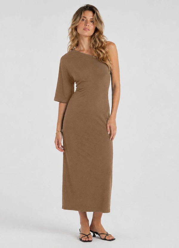 Dianna - Vestido Longo Feminino Molicotton Viscose Marrom