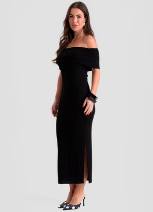 Dianna - Vestido Longo Feminino Ombro a Ombro Preto - DIANNA