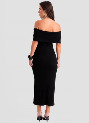 Dianna - Vestido Longo Feminino Ombro a Ombro Preto - DIANNA