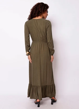 Torra - Vestido Longo Feminino Poá Verde - TORRA