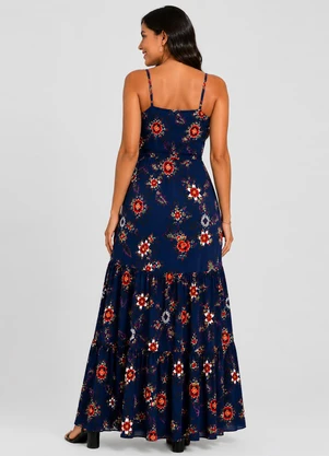 Select - Vestido Longo Feminino Transpassado Azul - SELECT