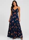 Select - Vestido Longo Feminino Transpassado Laranja - variação: Azul