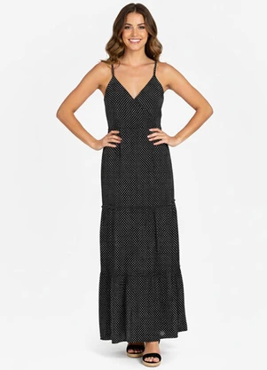 Select - Vestido Longo Feminino Transpassado Preto - SELECT