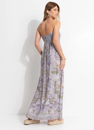 Farm - Vestido Longo Flor do Deserto Roxo - FARM