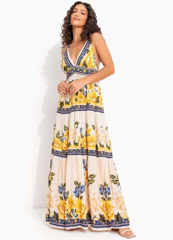 Farm - Vestido Longo Flor do Rio Bege 3