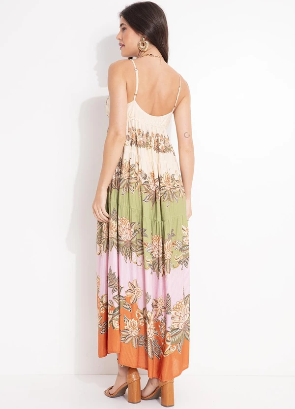 Farm - Vestido Longo Floral Delhi Bege 2