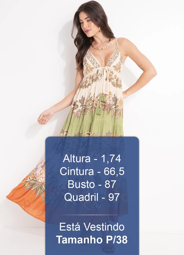 Farm - Vestido Longo Floral Delhi Bege 5