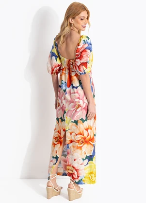 Farm - Vestido Longo Floral Doce Verde - FARM