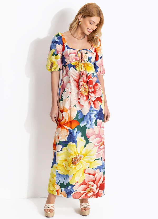 Farm - Vestido Longo Floral Doce Verde