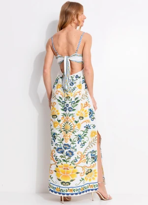 Farm - Vestido Longo Floral Emilia Off White - FARM