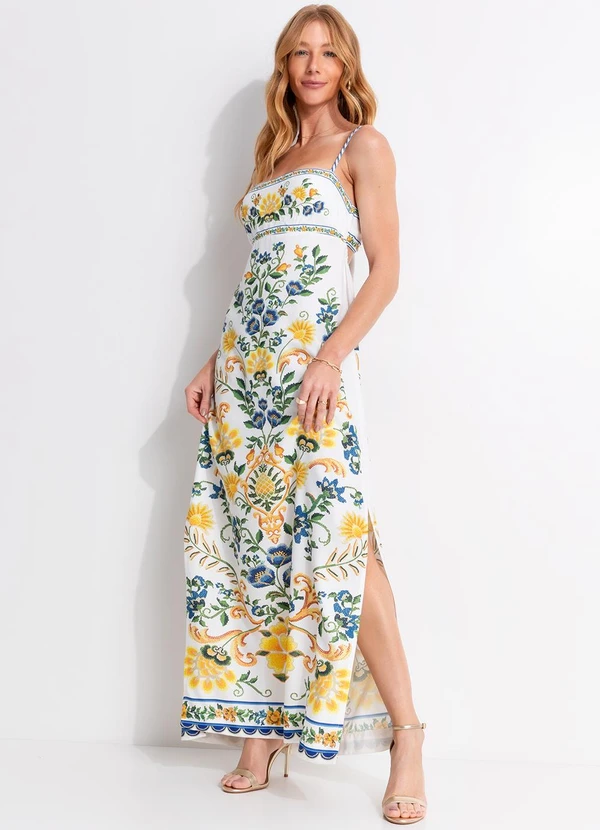 Farm - Vestido Longo Floral Emilia Off White 3