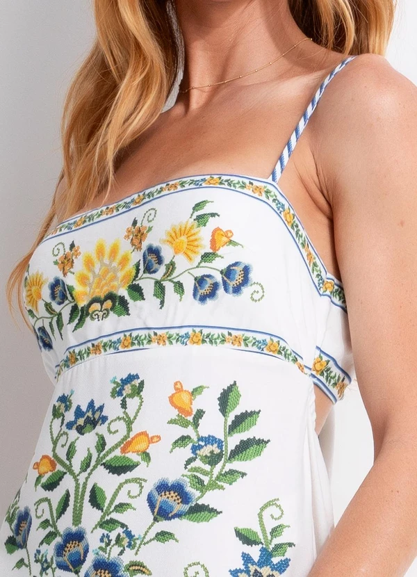 Farm - Vestido Longo Floral Emilia Off White 9