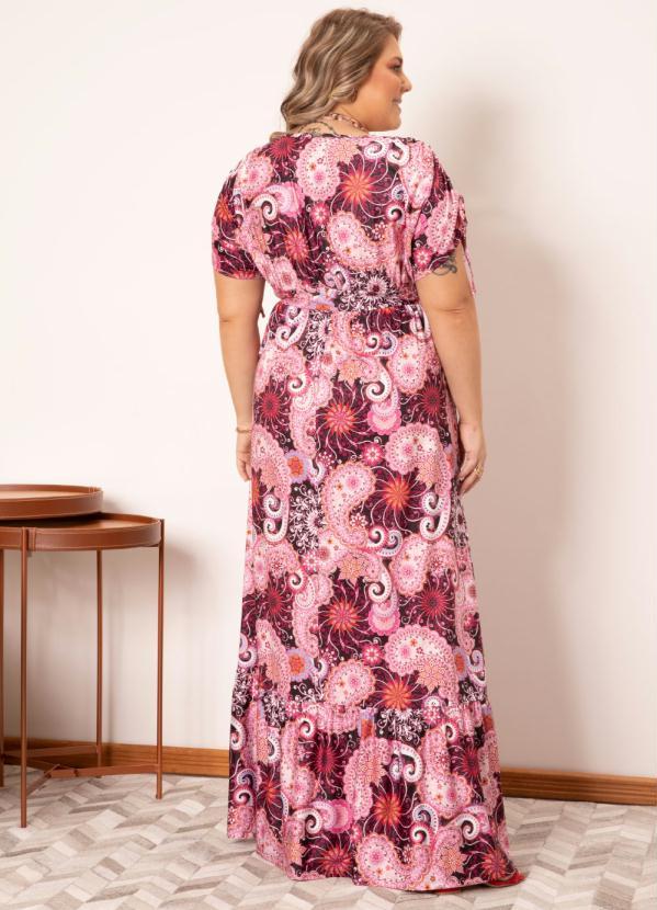 Quintess - Vestido Longo Floral Folk com Amarrações 5