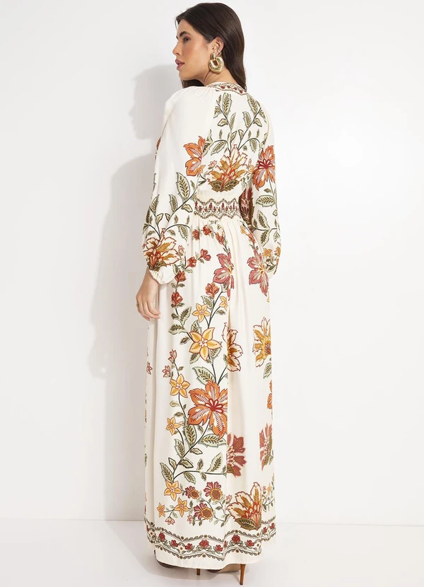 Farm - Vestido Longo Floral Juliana Bege 2