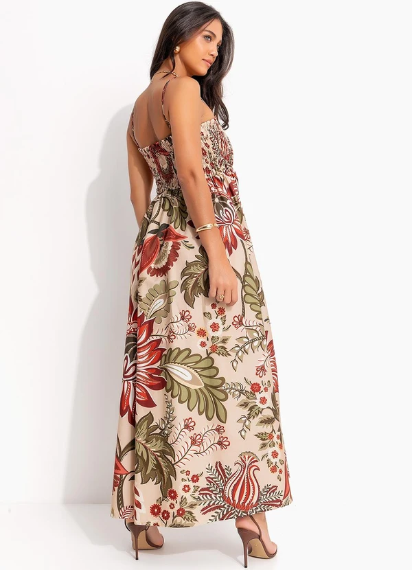 Farm - Vestido Longo Floral Ligia Bege 2