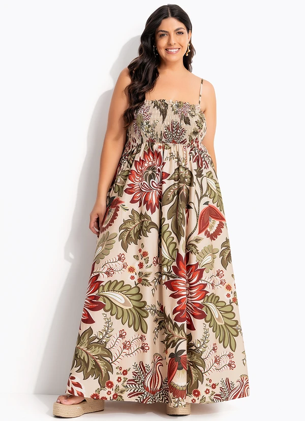 Farm - Vestido Longo Floral Ligia Bege 8