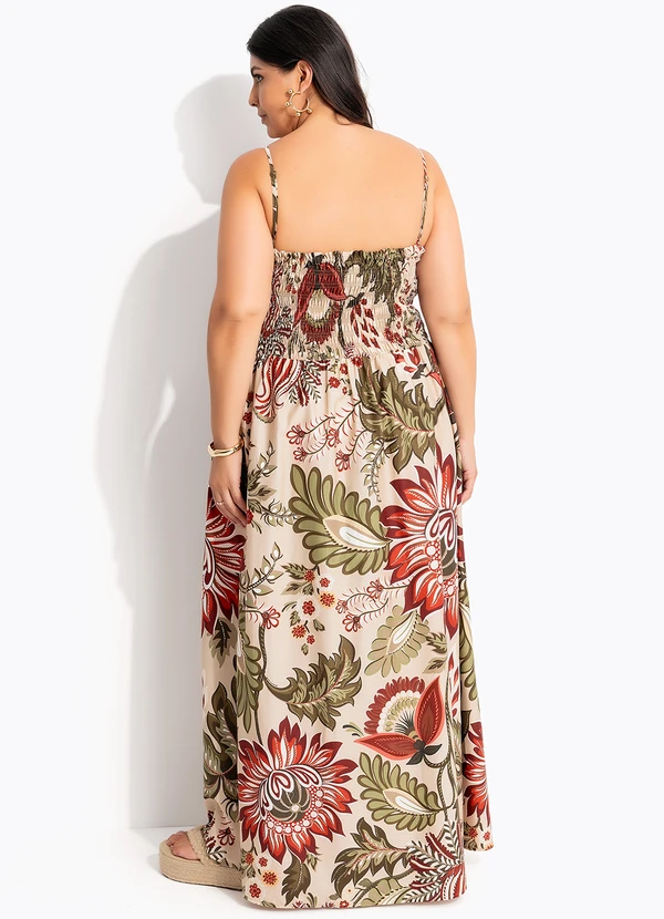 Farm - Vestido Longo Floral Ligia Bege 9